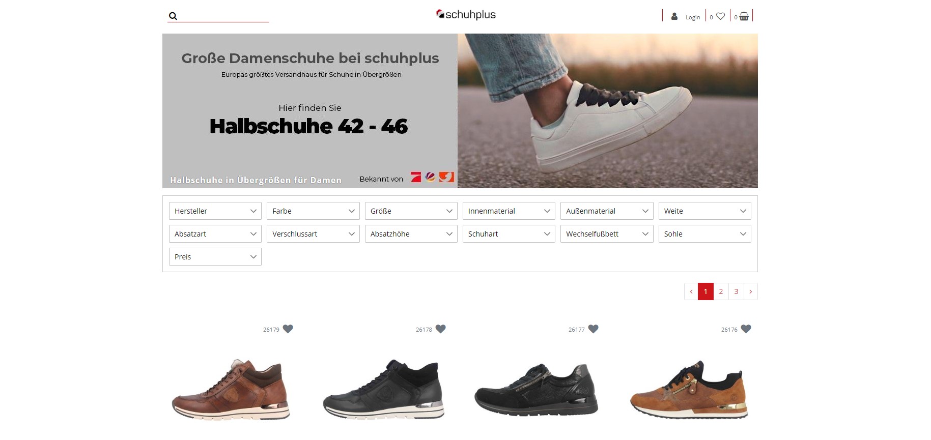 schuhplus Online-Shop für große Größen